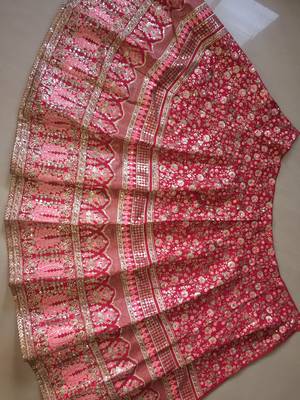 Catching Pink Sequins Embroidered Art Silk Lehenga choli for bridal 4