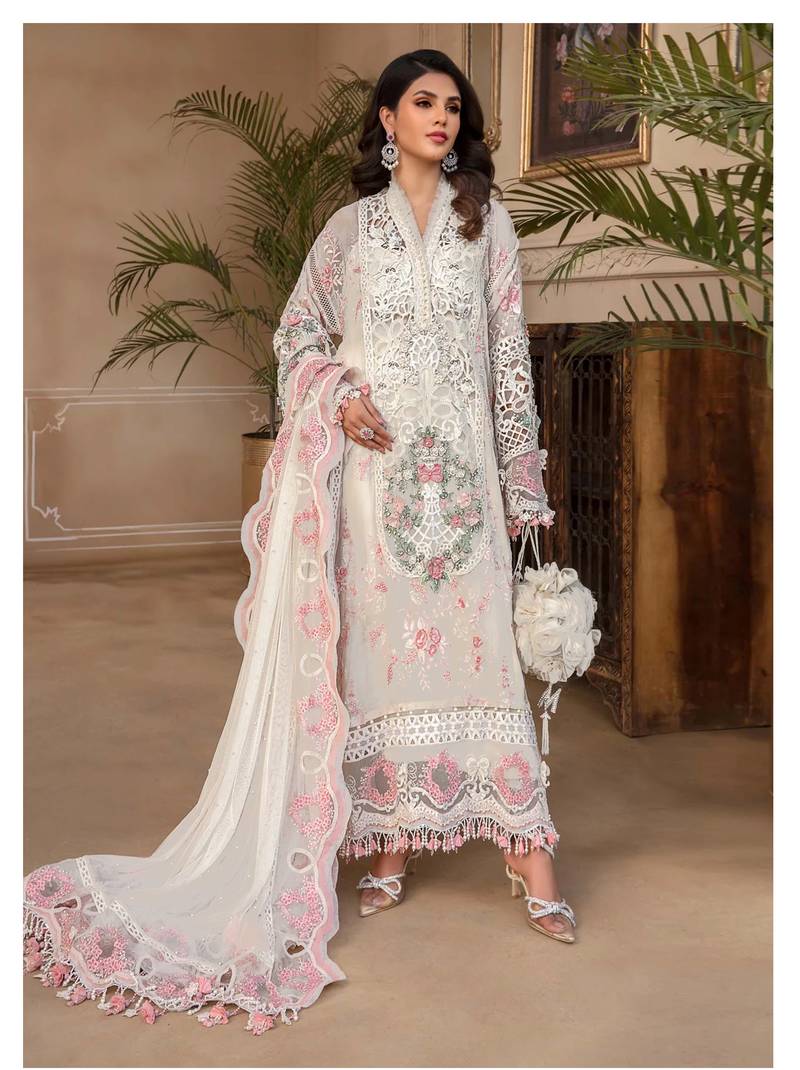 Long Pakistani Georgette suite with embroidery and diamond work 