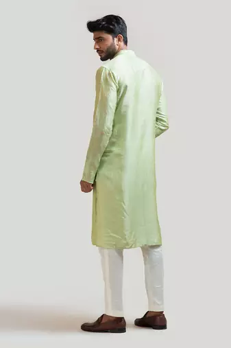 Pastel green embroidered kurta set