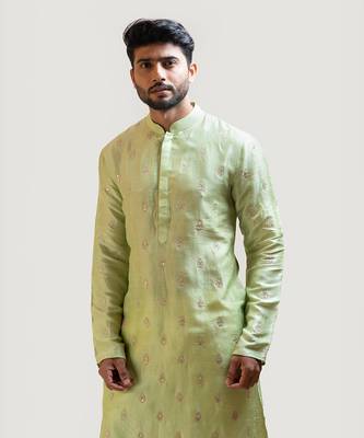 Pastel green embroidered kurta set 3