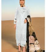 White long pakistani suite with sequence embroidery work