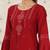 Casual Looking Red Colour Resham Embroidered Chinon Short Kurti