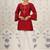 Casual Looking Red Colour Resham Embroidered Chinon Short Kurti