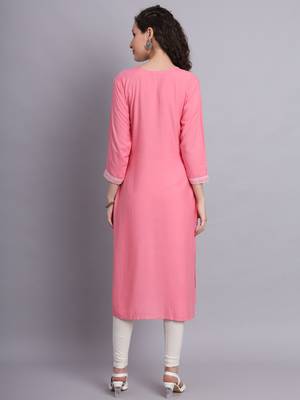 Pink Colour Designer Resham Work Partywear Kurti 2
