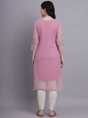 Pink Colour Ethnic Traditional Kurti With Beautiful Chikankari Work 2