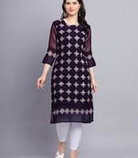 Beautiful Purple Colour Chikankari Work Ethnic Partywear Kurti