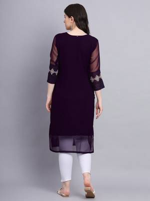 Beautiful Purple Colour Chikankari Work Ethnic Partywear Kurti 2