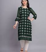 Beautiful Green Colour Chikankari Work Ethnic Partywear Kurti