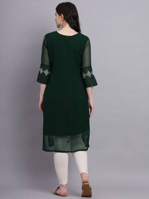 Beautiful Green Colour Chikankari Work Ethnic Partywear Kurti 2