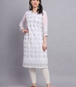 Beautiful White Colour Chikankari Work Ethnic Partywear Kurti