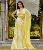 Olive Yellow Printed Lehenga Set