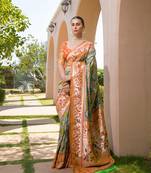 Green Paithani Woven Meenakari Zari Designer Traditional Partywear Saree