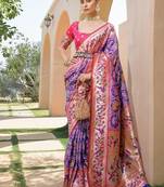 Purple Paithani Woven Meenakari Zari Designer Traditional Partywear Saree