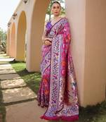 Pink Paithani Woven Meenakari Zari Designer Traditional Partywear Saree