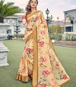 Peach Beautiful Cotton Silk Saree Without Blouse