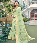 Green Opulent Cotton Silk Saree Without Blouse