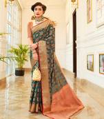 Gorgeously Green Patola Saree Without Blouse
