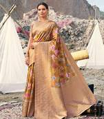 Phenomenal Mustard Coloured Digital Silk Saree Without Blouse