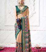Deep Peach Colour Ethnic And Stylish Cotton Silk Girlish Saree