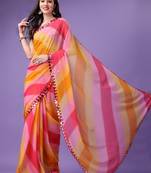 Ethnic Pink Printed Georgette Saree