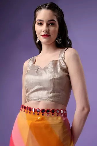 Ethnic Pink Printed Georgette Saree