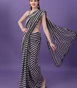 Ethnic Black Colour Designer Printed Georgette Saree