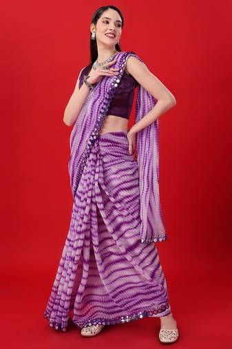 Purple Shibori Printed Ethnic Georgette Saree