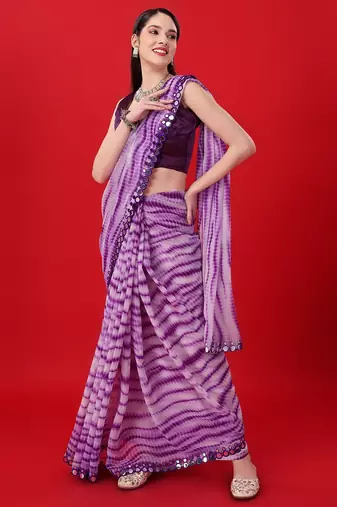 Purple Shibori Printed Ethnic Georgette Saree