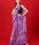 Purple Shibori Printed Ethnic Georgette Saree