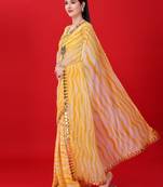 Yellow Shibori Printed Ethnic Georgette Saree