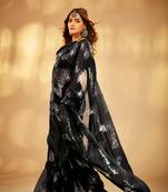 Blue Georgette c Trendy Sequins Work Wedding Party Saree