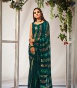 Green Designer Sequins Work Partywear Ethnic Saree