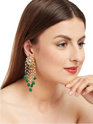 Green tassle earrings 1