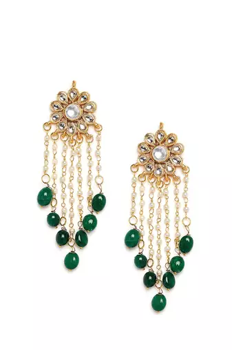 Green tassle earrings