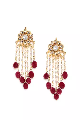 Maroon tassle earrings