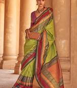 Designer Green Patola Silk Traditional Woven Saree For Wedding Looks