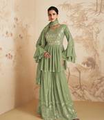 Pista Colour Ethnic Designer Sequins Work Bollywood Style Palazzo Dress