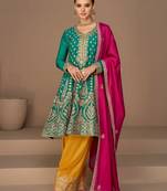 Rama Colour Heavy Embroidered Salwaar Kameez For Stylish Party Looks