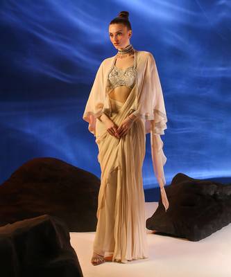 Peach dust ceto saree set 2
