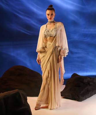 Peach dust ceto saree set 3