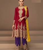 Maroon Colour Heavy Embroidered Salwaar Kameez For Stylish Party Looks
