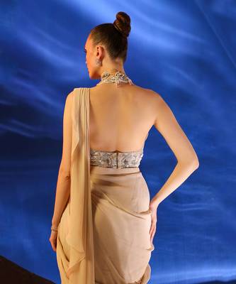 Peach dust ceto saree set 5