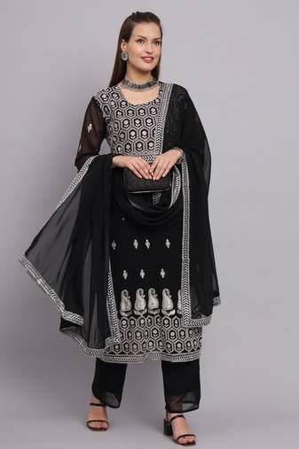 Black Colour Designer Nayra Cut Ready to Wear Salwaar Kameez For Party Looks