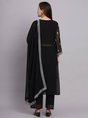Black Colour Nayra Cut Ready to Wear Salwaar Kameez For Party Looks 2
