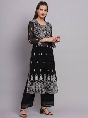 Black Colour Nayra Cut Ready to Wear Salwaar Kameez For Party Looks 4