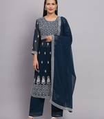 Petrol Colour Designer Nayra Cut Ready to Wear Salwaar Kameez For Party Looks