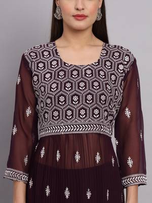 Wine Colour Nayra Cut Ready to Wear Salwaar Kameez For Party Looks 3