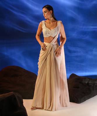 Peach dust nerida saree set 4