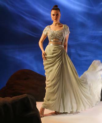 Light sage green nerissa saree set 2