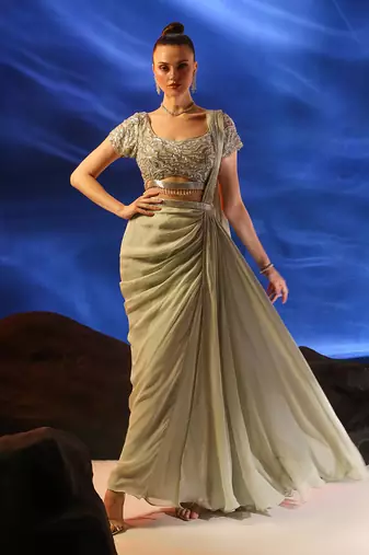 Light sage green nerissa saree set